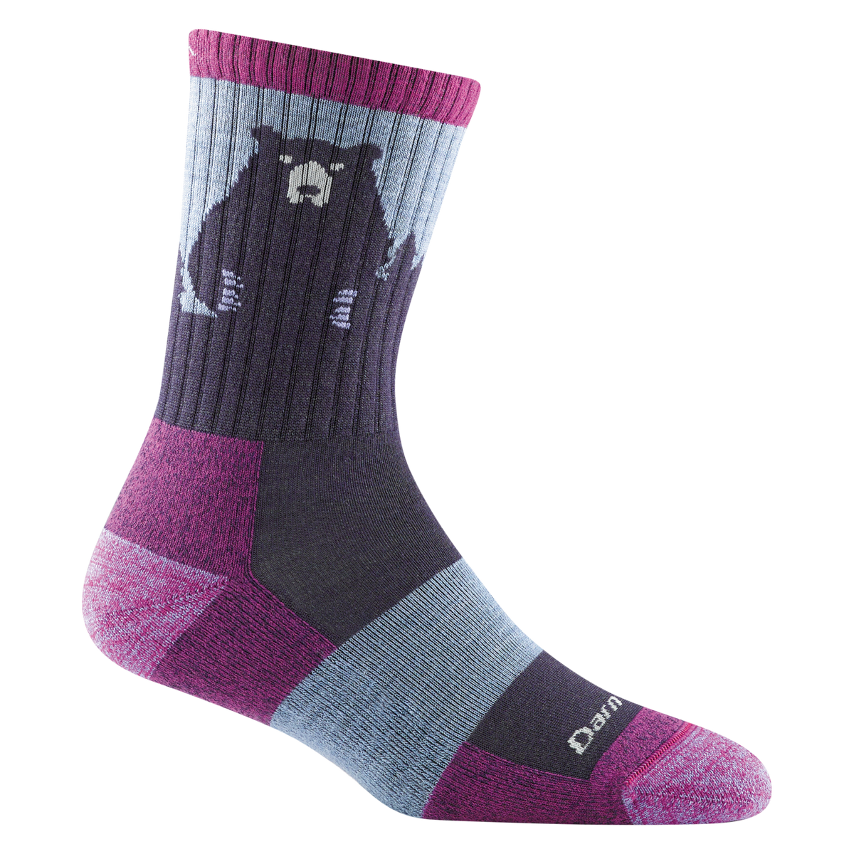 Darn Tough Bear Town Micro Crew WS Purple M Lightweight W/ Cushion