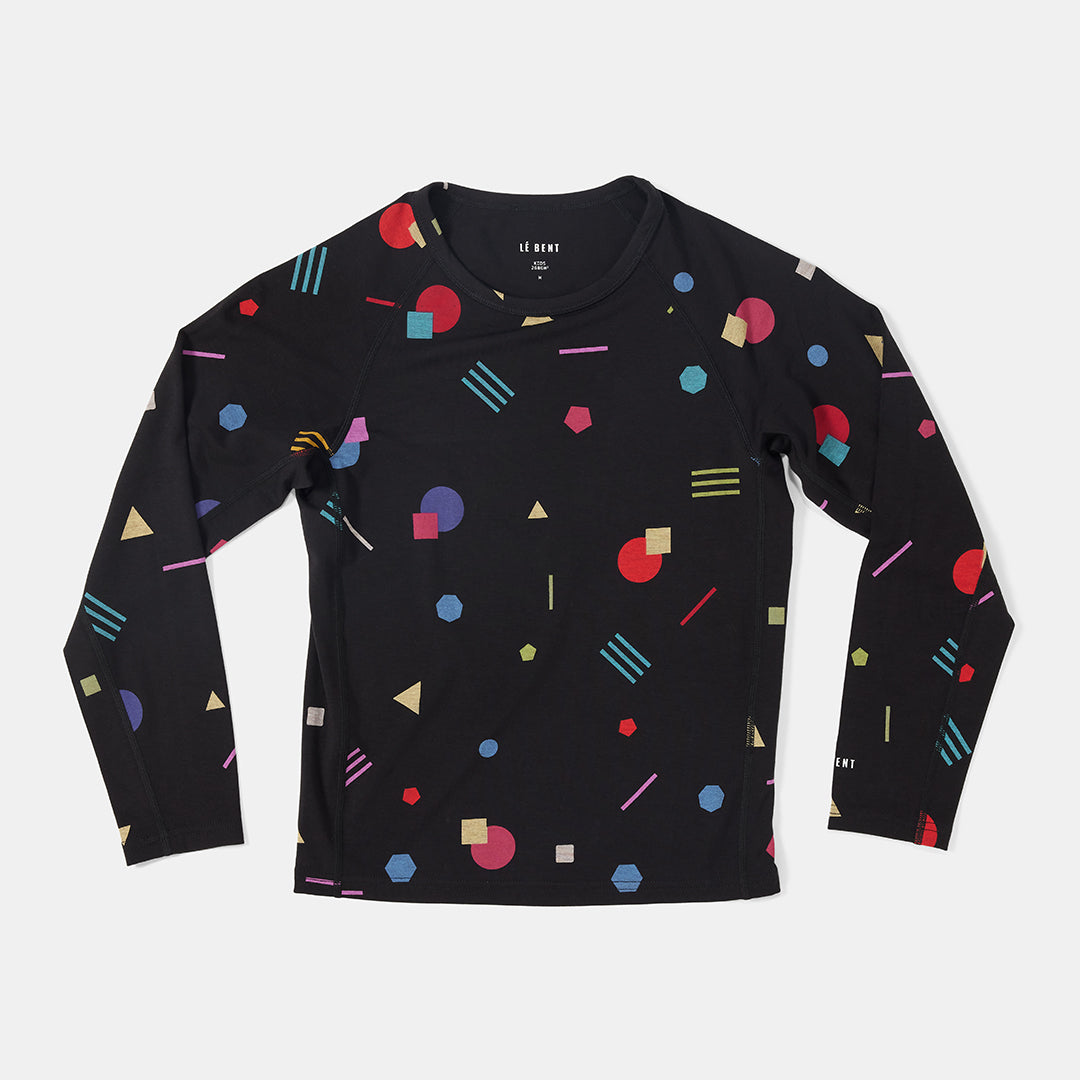 Le Bent Kids Confetti Midweight Raglan Black Confetti