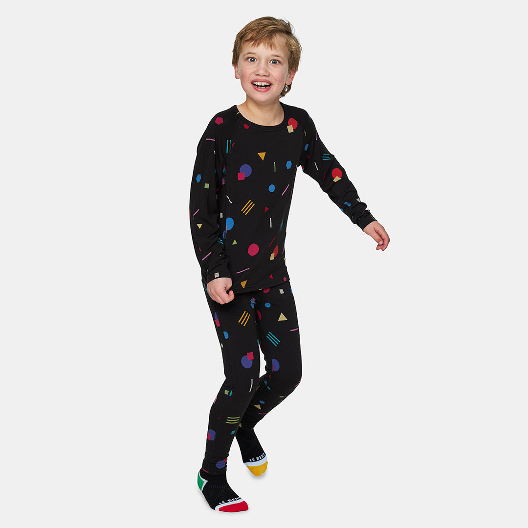 Le Bent Kids Confetti Midweight Raglan Black Confetti