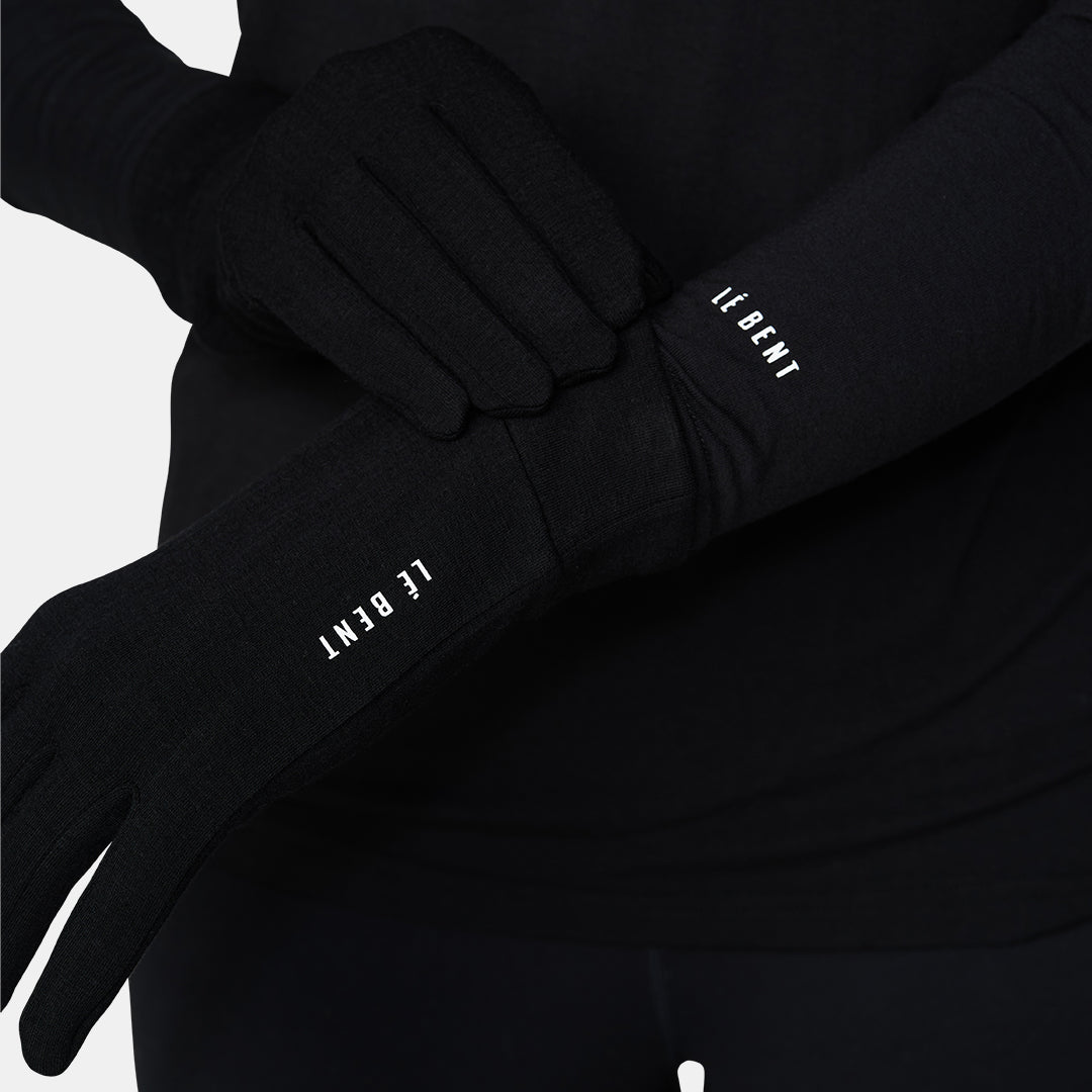 Le Bent Heavyweight Grid Fleece Glove Liner Black