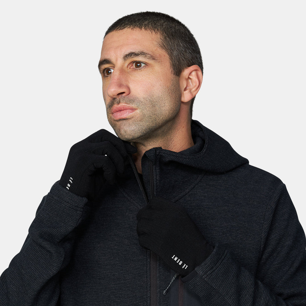 Le Bent Heavyweight Grid Fleece Glove Liner Black