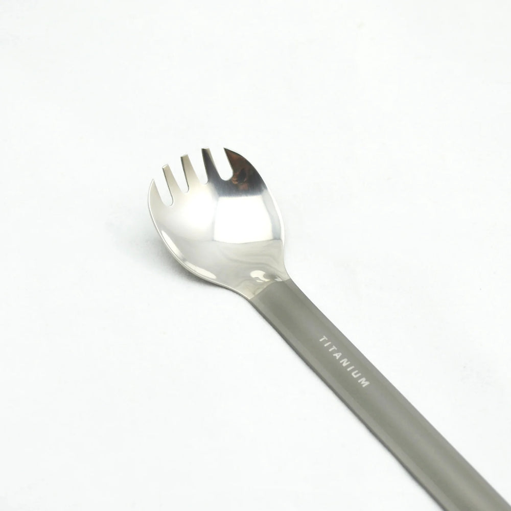 Titanium Long Handle Spork with Polished Bowl